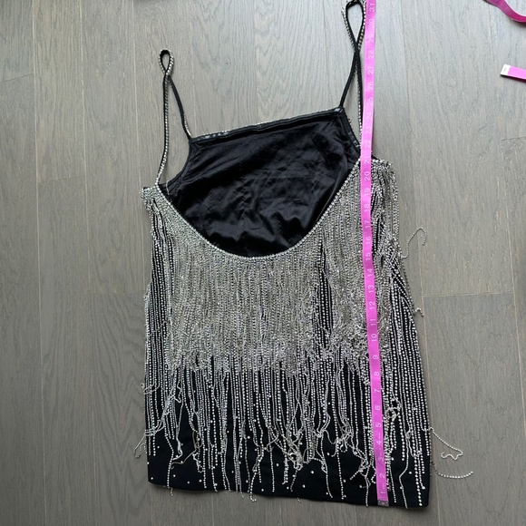 RETROFETE Juliette Embellished Crystal Fringe Black Silver Mini Dress - MEDIUM - Picture 3 of 14